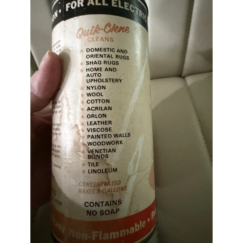 Vintage Mid Century Quick-Clean Carpet Cleaner 1/2 Full Metal Can 50s Rusted USA